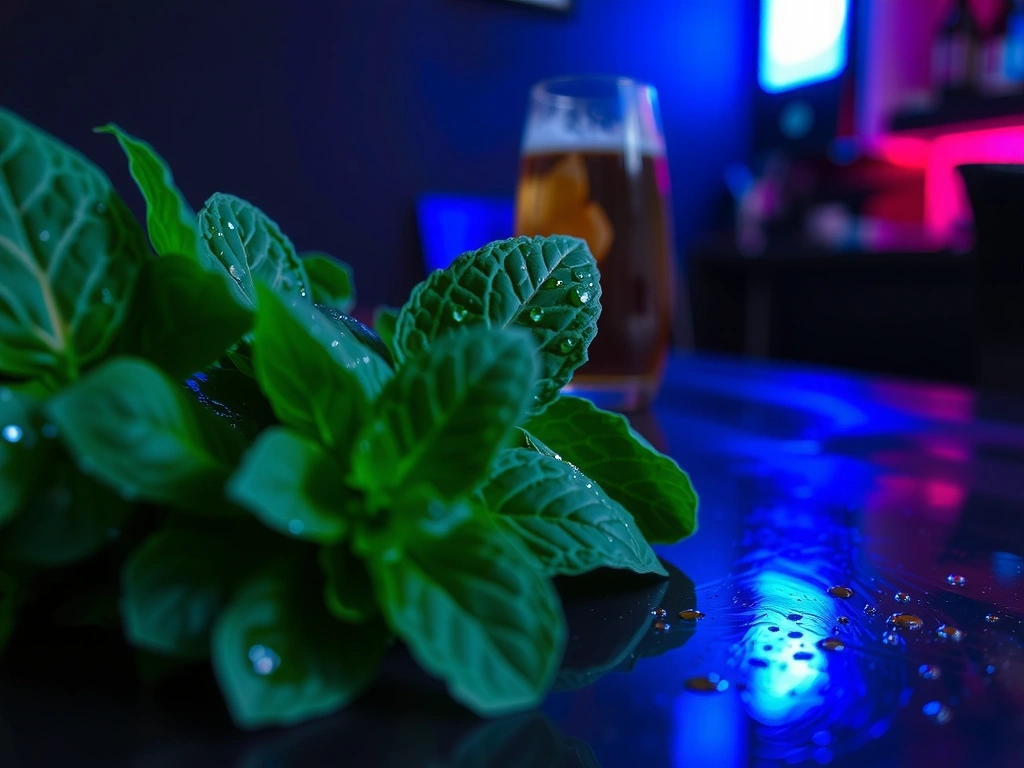 Čerstvá máta s rosou